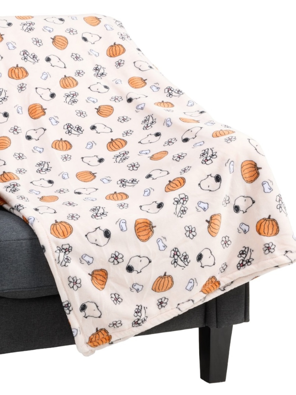 Peanuts Snoopy Pumpkins and Ghosts Printed Plush VelvetLoft® Throw- 60x70”